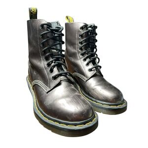 Dr Martens 13499 Platinum Pewter Metallic 8 Eye Boots Women's US 6 EU 37 #S139-8
